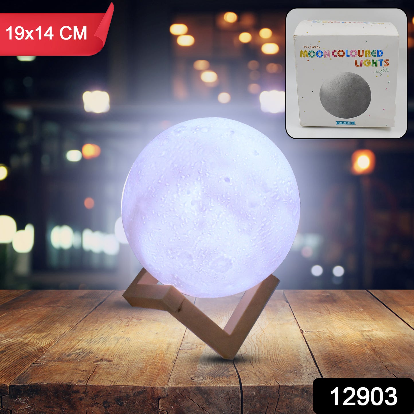 Moon Night Lamp With Plastic Stand Night Lamp For Bedroom (19 X14 Cm 1 Pc)