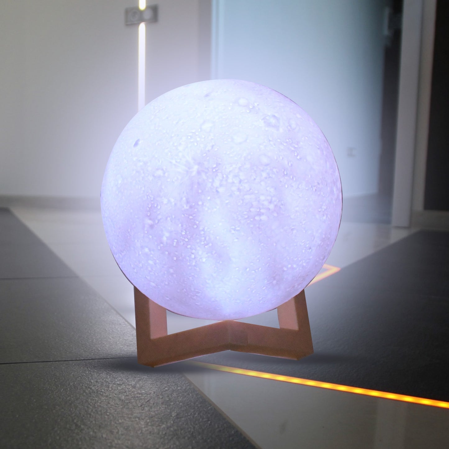Moon Night Lamp With Plastic Stand Night Lamp For Bedroom (19 X14 Cm 1 Pc)