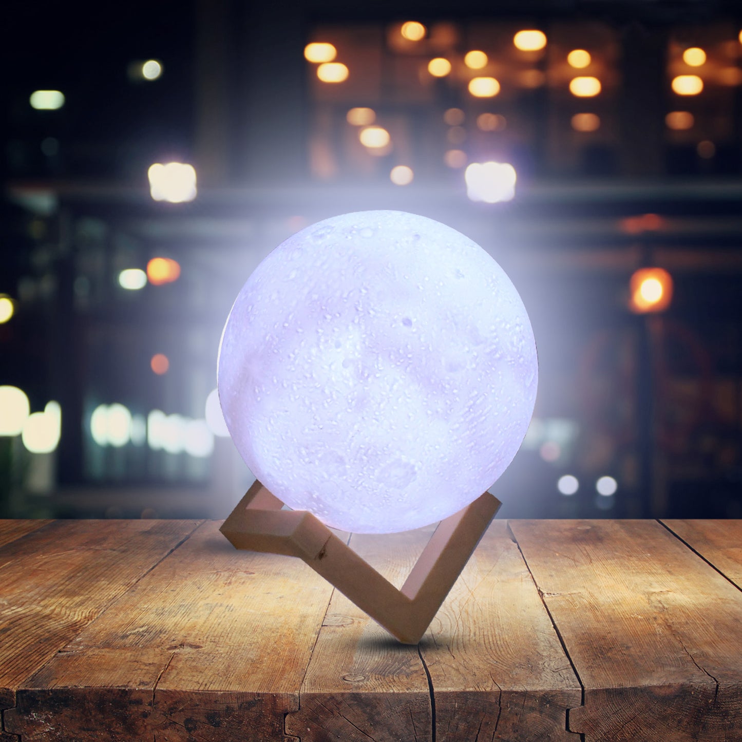 Moon Night Lamp With Plastic Stand Night Lamp For Bedroom (19 X14 Cm 1 Pc)