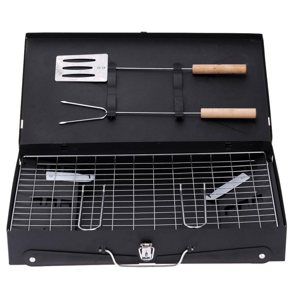 Stainless Steel Briefcase Style BBQ Grill Toaster (Medium Black)