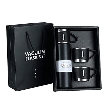 Stainless Steel Vacuum Flask Set With 3 Steel Cups Combo (500ml)
