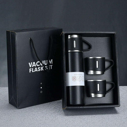 Stainless Steel Vacuum Flask Set With 3 Steel Cups Combo (500ml)