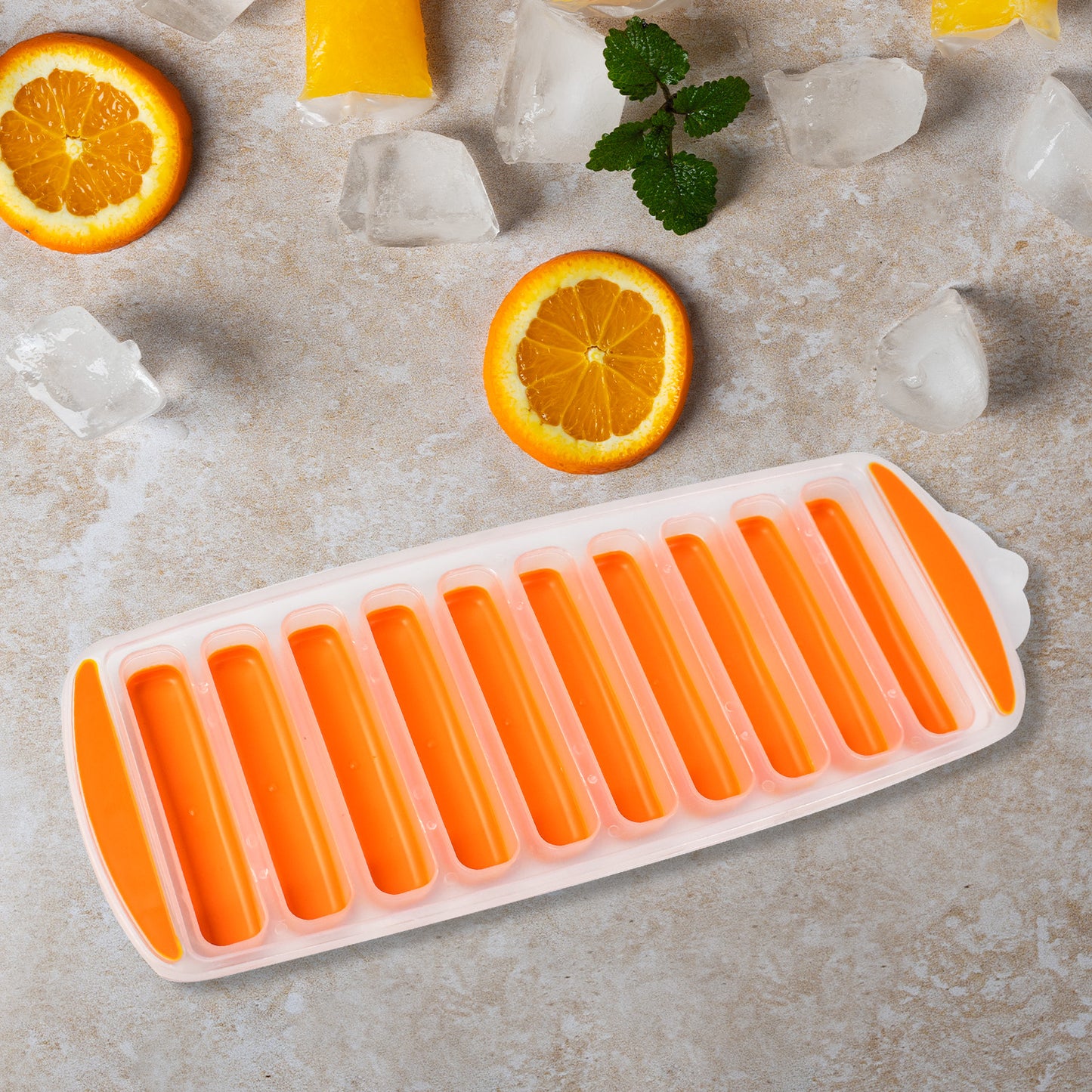 Water Bottle Long Stick Ice Cube Trays With Easy Push Pop Out Narrow Ice Stick Cubes Assorted Color Silicone Bottom Ice Stick Tray