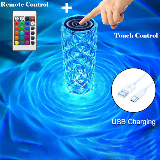 Crystal Touch Night Light (16 Colors) - Rose Diamond Table Lamp With Remote Control Usb Table Lamp Romantic Date Lighting Decor For Festival Bedroom Dining Room